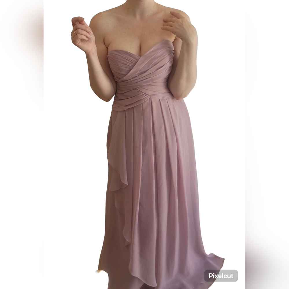 David's Bridal Pink Chiffon Strapless Sweetheart Gown Size 2